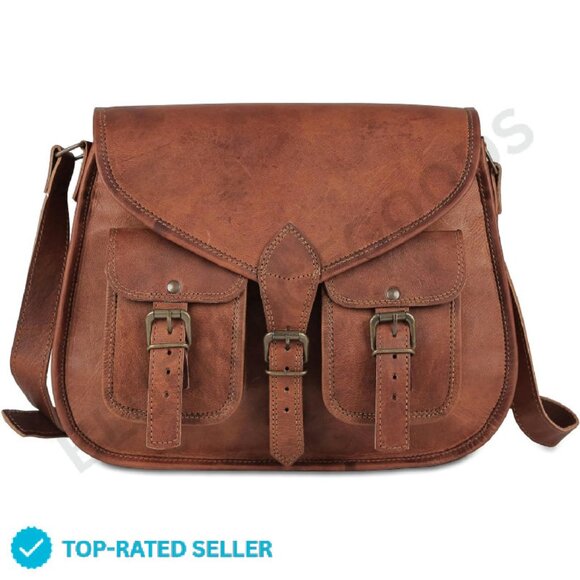 Genuine Leather Crossbody Tote Shoulder Bag Vintage Rustic Travel Purse